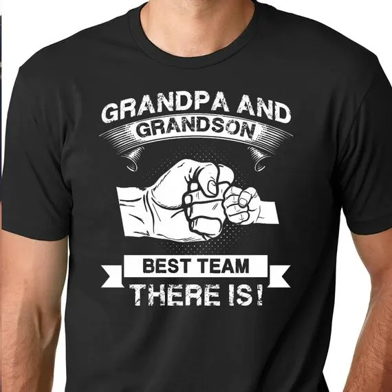 

Grandpa and Grandson Best Team - New Grandfather shirt - Grandparents Announcement - Shirt for Dad to be Grandpa