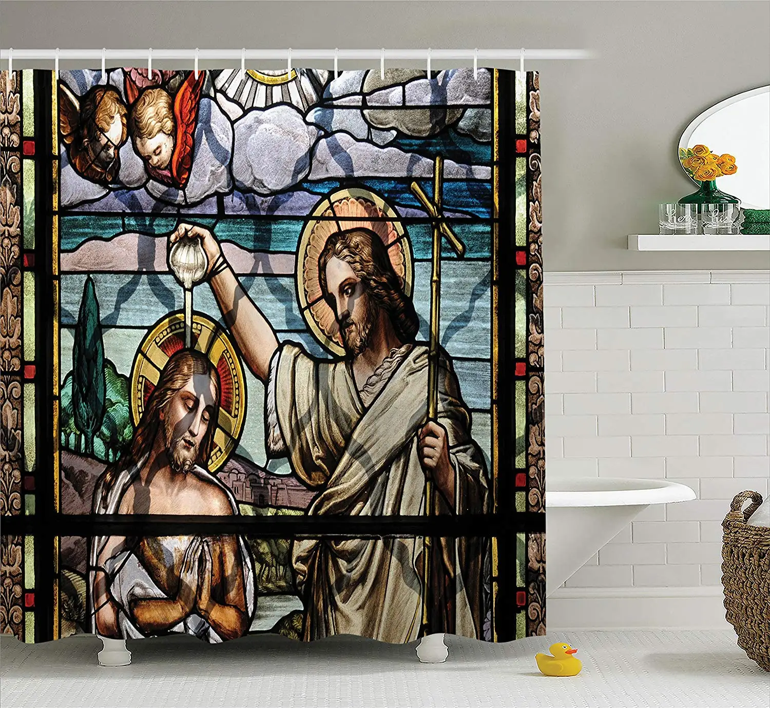 

Baptism Decorations Shower Curtain Set By Jesus Christ Baptism By Saint John The Baptist Christianity Worship Window