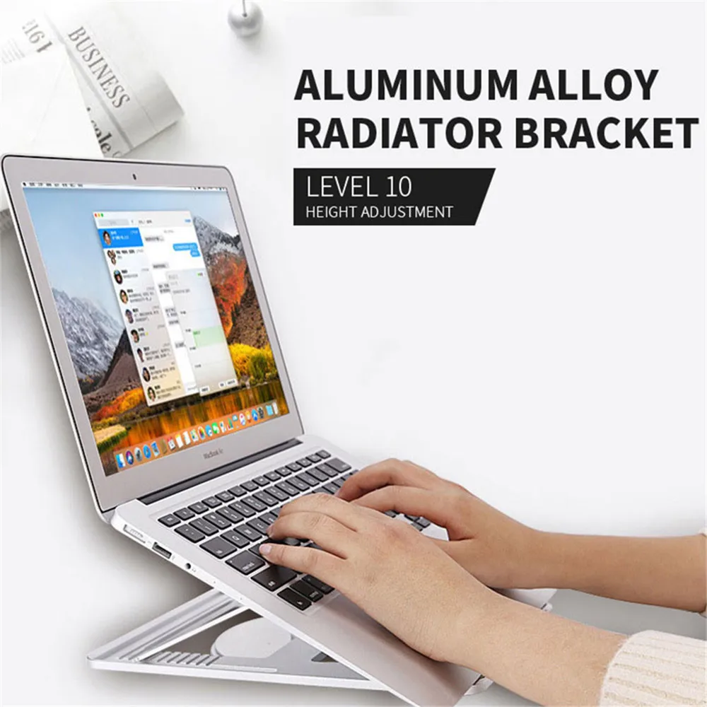 10 Gears Adjustable Aluminum Laptop Stand Holder Suporte For Macbook Air Pro 13.3 15.4 Cooling Office Desk Dock Riser Stand Tray 10 Gears Adjustable Aluminum Laptop Stand Holder Suporte For Macbook Air Pro 13.3 15.4 Cooling Office Desk Dock Riser Stand Tray