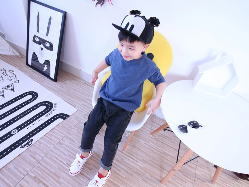 Solid Kids T-Shirts Cotton Boys Girls Tops Three Quarter Sleeves Boy T Shirts Spring O Neck Girl T-Shirts 2017 Children Clothing (20)