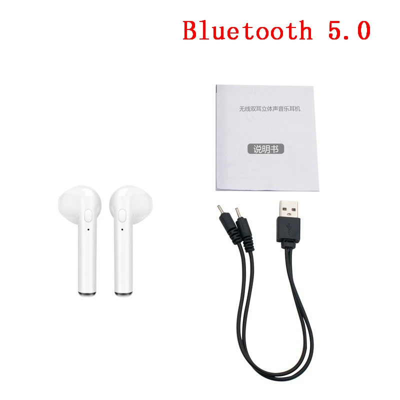 Модные беспроводные Bluetooth наушники i7s TWS наушники с микрофоном для iphone samsung Xiaomi 5 6 7 8 Redmi Note для huawei LG - Цвет: a pair white 5.0