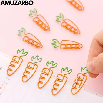 

10pcs/pack Cartoon Metal Bookmark Clip Cute Carrot Pink Rose Gold Flamingo Paper Clip Holder For Books Novelty Items Stationery