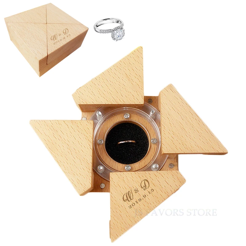 

Free shipping 1pcs customization perpsonal Manual engagement marriage proposal wedding Organ surprise gift ring box