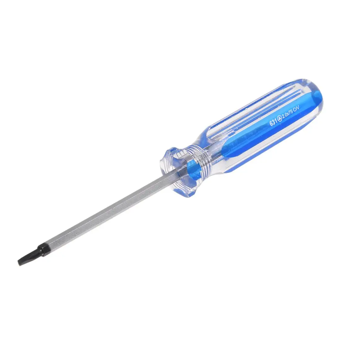 Blue Clear Plastic Handle 2mm x 75mm Screwdriver Hand Toolin