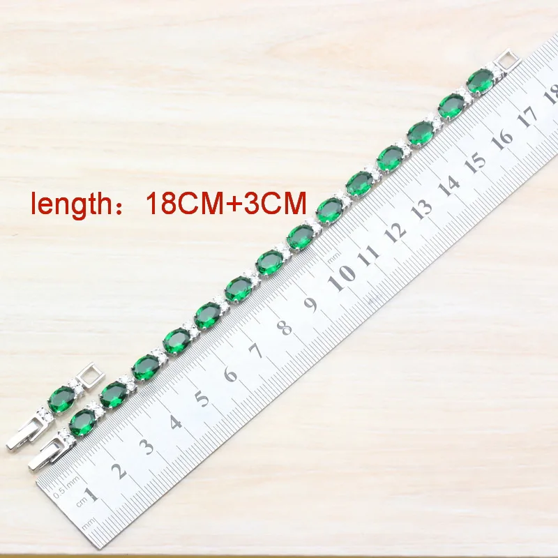 Элегантный Модный зеленый кубический цирконий 925 пробы серебро для женщин ювелирные изделия звено браслет длина 21 см