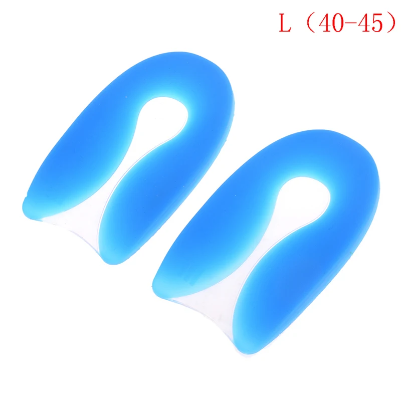 1 пара силиконовых гелевых стелек размера S/M/L, синяя u-образная форма, забота о ногах, увеличивающая обувь, чашечки на пятке, подушки, вкладыши, стельки - Цвет: L