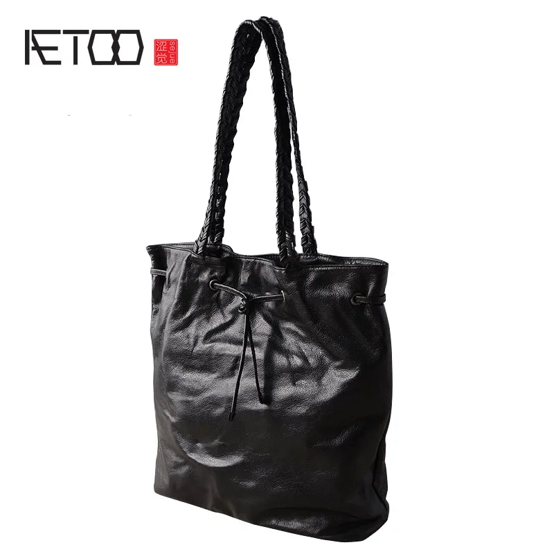 

AETOO Leather shoulder bag big bag 2017 new retro fashion soft leather bag first layer leather shopping bag handbags