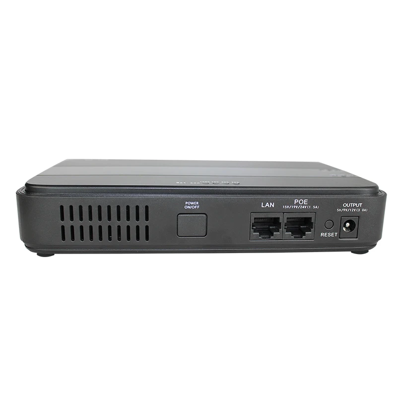 45W Mini Portable UPS with 15 19 24VDC POE and 5 9 12VDC Output Interface with Wide 85~265VAC Volta