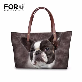 

FORUDESIGNS Tote Bag Brand Women Handbag Cute Bulldog Animal Printed Shoulder Bags for Ladies Large Capacity Hand Bag Sac A Main