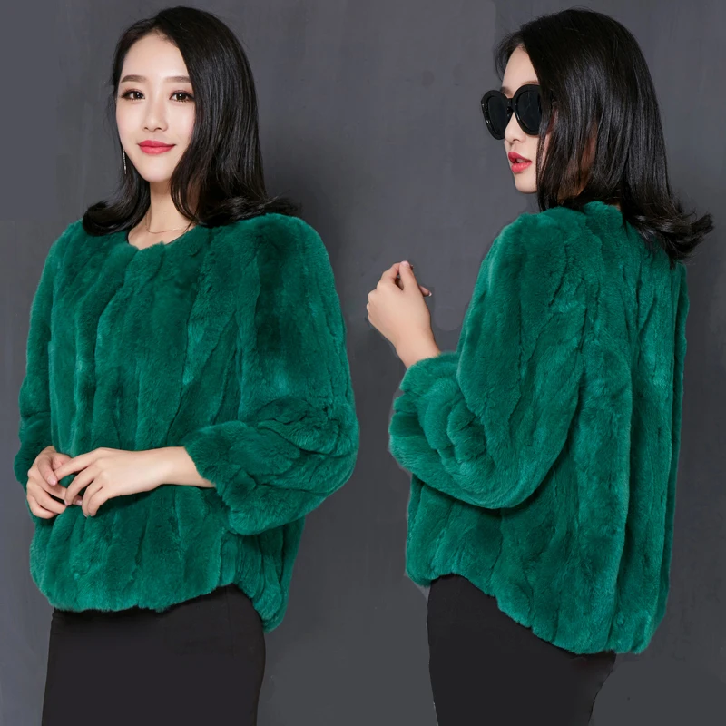 

2018 New autumn and winter natural rex rabbit fur coats women O neck long slim fur coat outerwear plus size free shipping