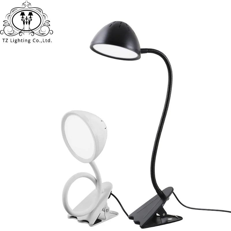 

TZ Bright Usb LED Clip Table Lamp Flexible Gooseneck Desk Book Light For Book Reading Bed Study Desktop Office 5DV 10W Aluminum