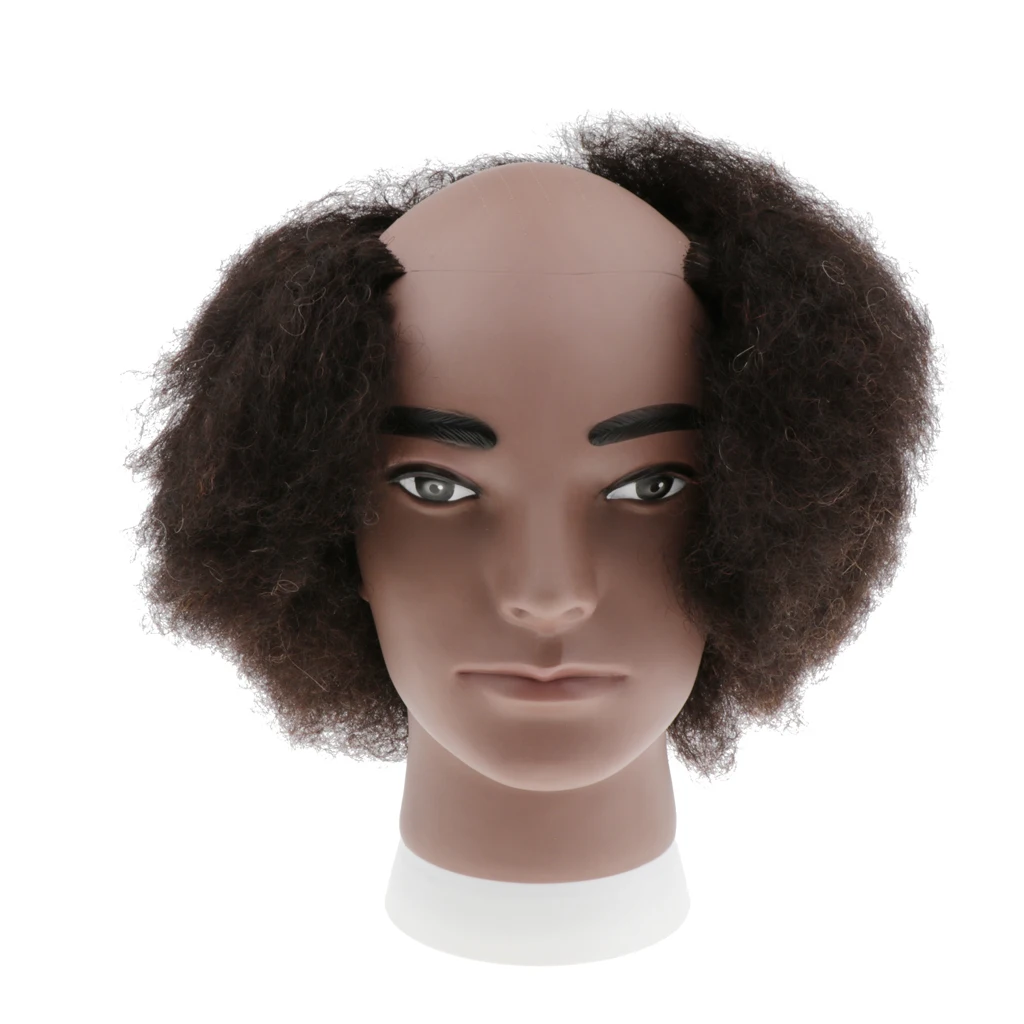 

Premium Human Hair Male Bald Mannequin Head Curly Wig Display Styling Head Stand