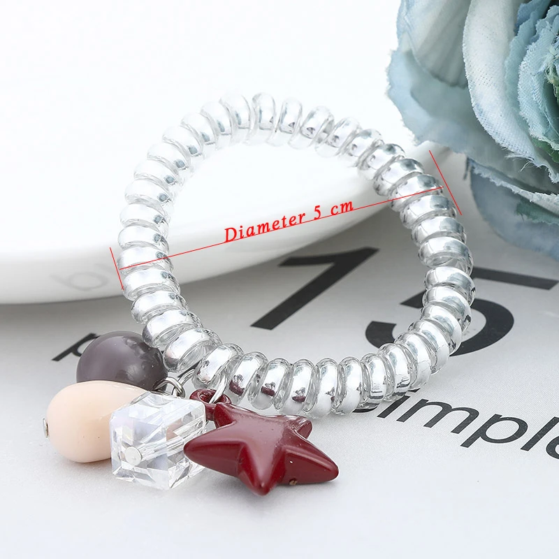 2 قطعة/الوحدة المرأة إكسسوارات الشعر الأربطة المطاطية المرنة الخرز Scrunchie ل الشعر العلاقات الشعر حبل دوامة شكل 5 سنتيمتر سلك الهاتف