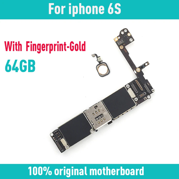 

64GB original motherboard for iphone 6s 4.7inch factory unlock mainboard with fingerprint+ touch ID IOS system logic board,gold