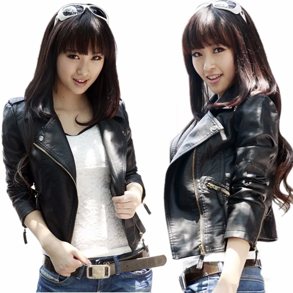 

Autumn Winter Long Sleeve Women Leather Coat Motorcycle Jacket Full Female Lady Outerwear Suit Clothing Bolero Femme