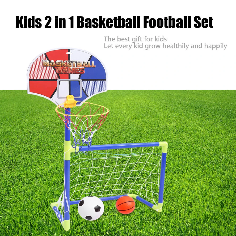 Children Portable 2 in 1 Soccer Ball Basketball Set Indoor Outdoor