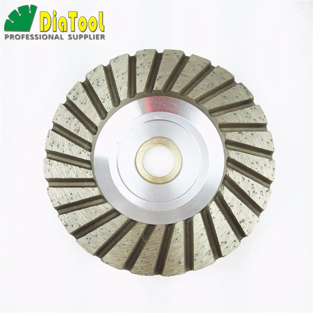 DIATOOL 2pcs 4"/100mm Diamond Turbo Row Grinding Cup Wheel, Aluminum Base Grit 30/40#, Bore 22.23mm Diamond Wheel Grinding Discs