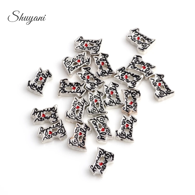 20 Pz/Lotto Lettera Lega Forever Family Charms Per Vetro Living Floating Locket Relicario Collane Creazione Di Gioielli