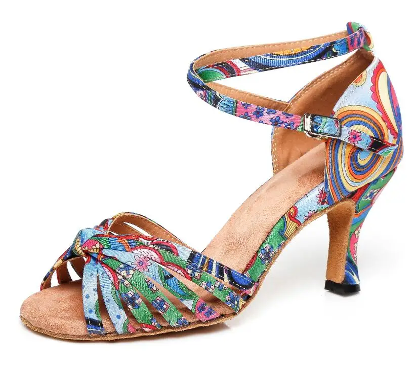Латиноамериканские бальные танцы обувь дамы Salas обувь джаз Профессиональная Обувь для танцев латинские танцевальные туфли мягкая подошва Новинка JuseDanc - Цвет: blue heel 8.5cm