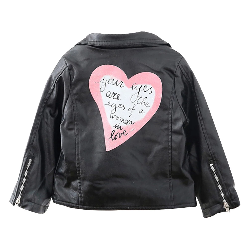 Spring Autumn Kids Leather Jacket For Girls Fashion PU Jacket Girls