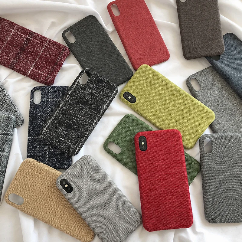 

KASONPAI Ultra-thin Cloth Texture Soft Case For iPhone XS MAX 7 6 6S 8 Plus X XR Case Canvas Grid Pattern Phone Cases Fundas