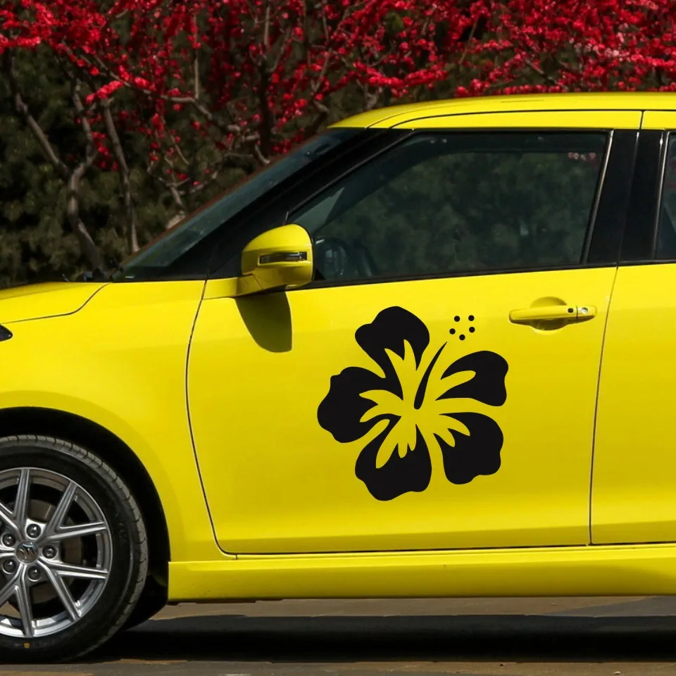 Cunymagos Hawaiian Hibiscus Flower Vinyl Stickers Car Styling Decal Fashion Creative Car Window Auto Motorcycle Sticker 1313cm (6)