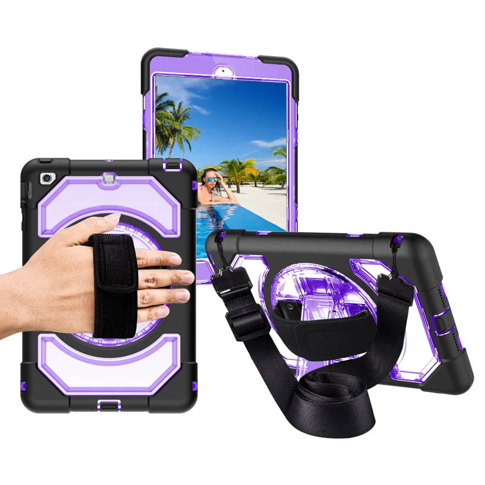 

Case Cover For iPad Mini 1/2/3 Heavy Duty Shockproof Protection Case with 360 Degree Rotating Kickstand Hand Shouder Strap FHL02