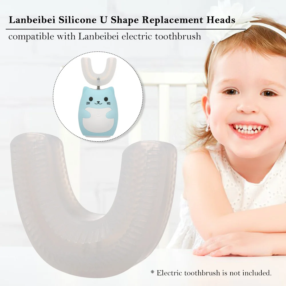 1 шт. детские головки для замены зубной щетки u-образная силиконовая с мягкой щетиной, совместимая с Lanbeibei электрическая зубная щетка для детей