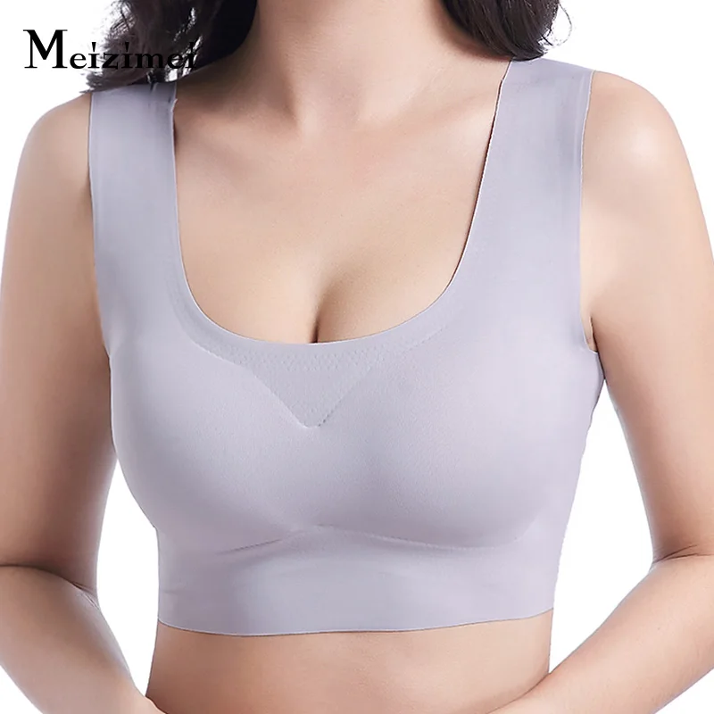 

Meizimei Sexy bras for women seamless bralette vest crop tops padded lingerie brassiere girl sport underwear push upbh plus size