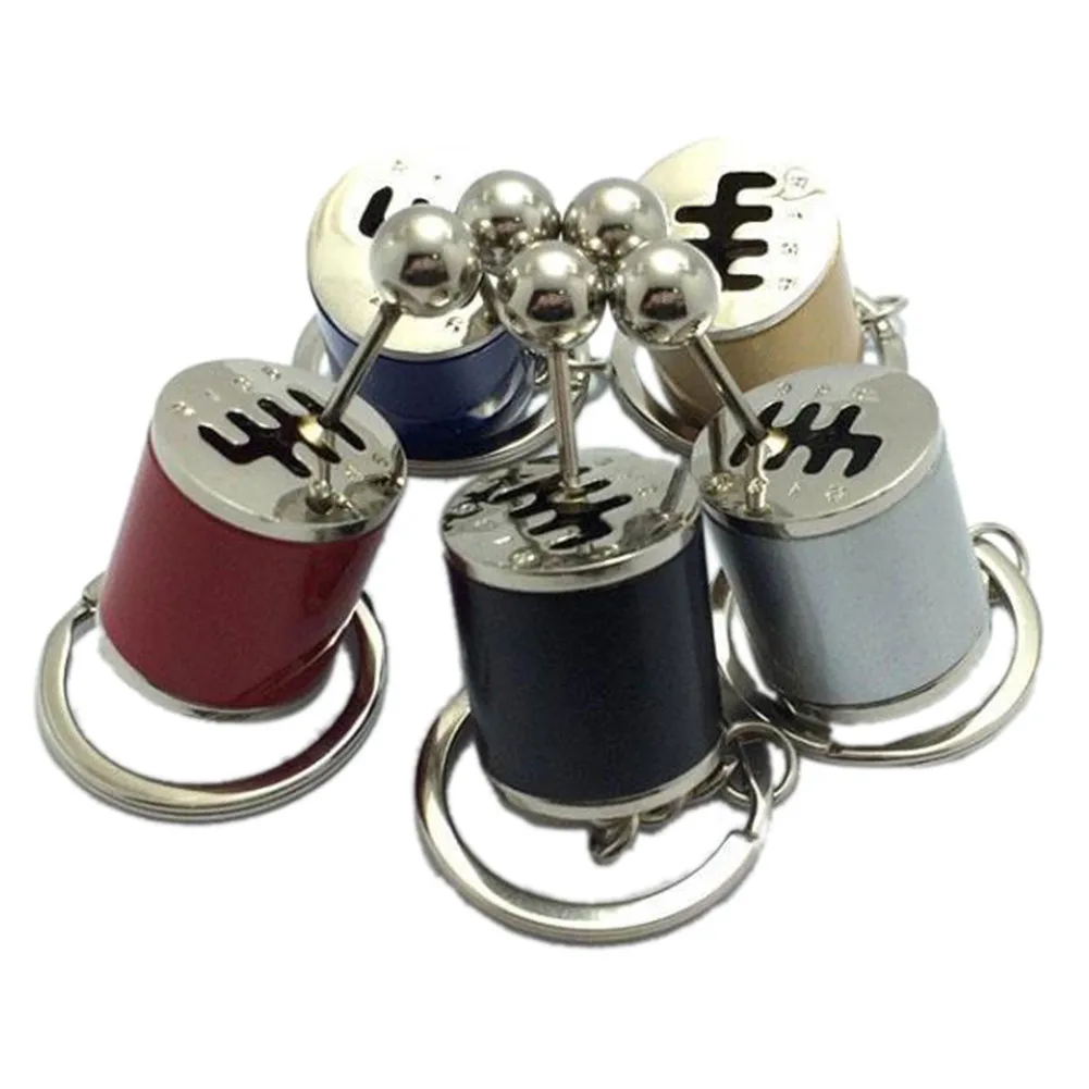 Car Keychain Gear Shift Knob Type Car Modified Key Ring Auto Metal Key Chain car-styling Red Yellow Silver Blue Black