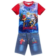 Summer Ninja clothes Ninjago Baby Boys Sets T-shirt Shirts+shorts Jeans Cartoon Printed Pokemon Go Batman Kids Boy Sportswear
