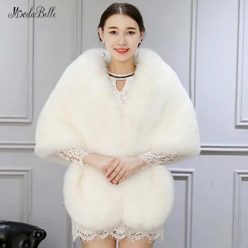 Свадебное меховое пальто цвета слоновой кости modabelle болеро из искусственного