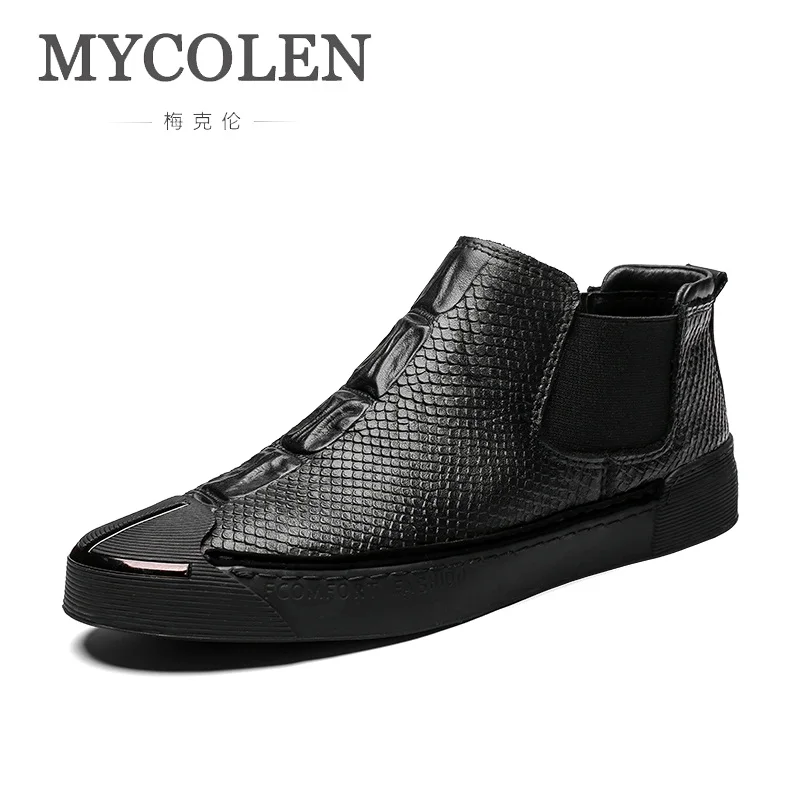 

MYCOLEN 2018 Men Rubber Boots Luxury Fashion Fashion Black Chelsea Boots Casual Slip-On Waterproof Ankle Boots Moccasins