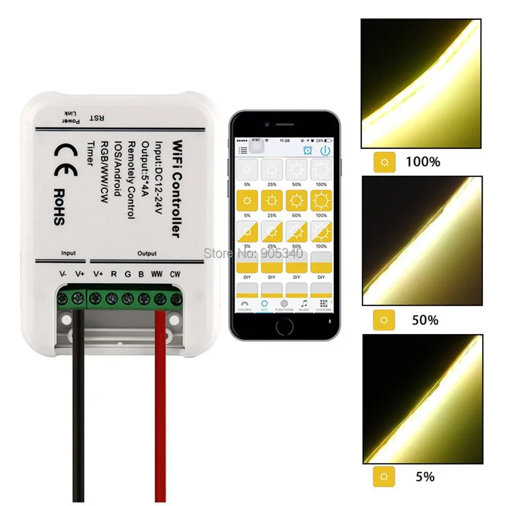 16 миллионов цветов Wifi RGB led контроллер мини 5 каналы rgb/WW/CW Светодиодный контроллер смартфон управление музыкальный таймер контроллер led RGB