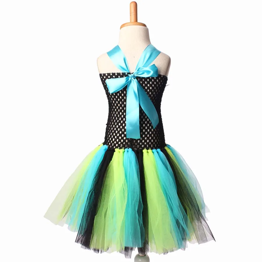 Stunning Peacock Tutu Dress and Matching Hair Clip Girls Peacock Feather Dress Halloween Photo Props Fancy Cosplay Clothing (10)
