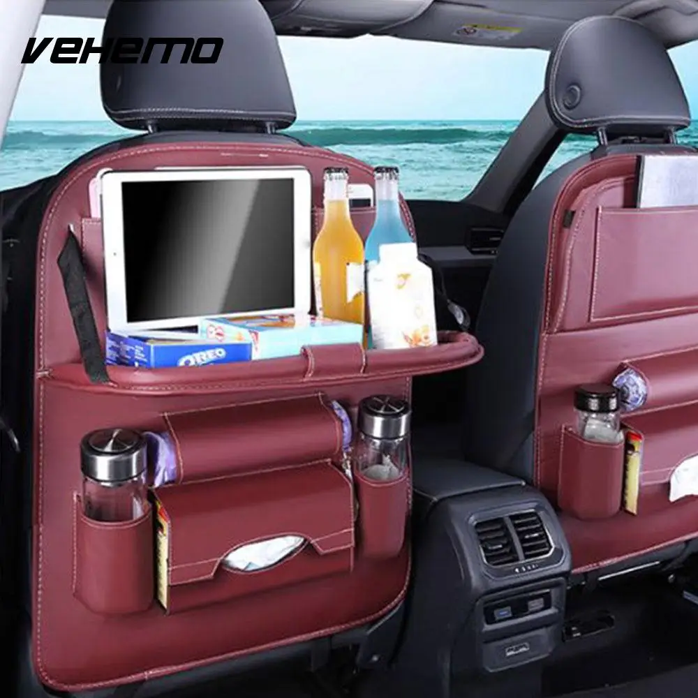 

Vehemo PU Leather Auto Seat Bag Anti Stepped Dirty Car Storage Bag Anti-Kick Pad Seat Back Bag for Seat Back Cover Automobile