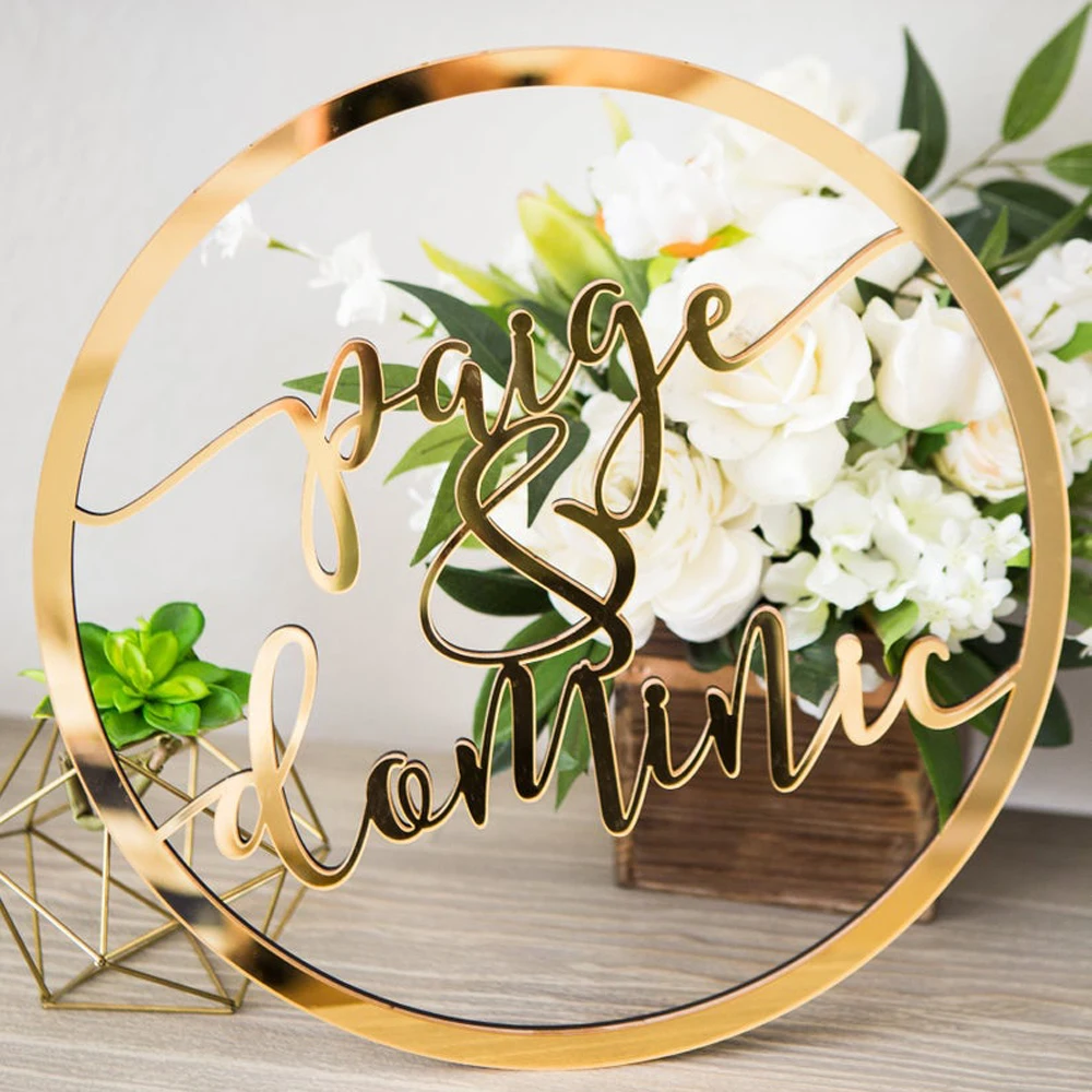 

Custom Wedding Sign Hoop Style Circle With Name Wedding Decor Photo Prop Wall Sign for Bride&Groom Unique Wedding Party Gift