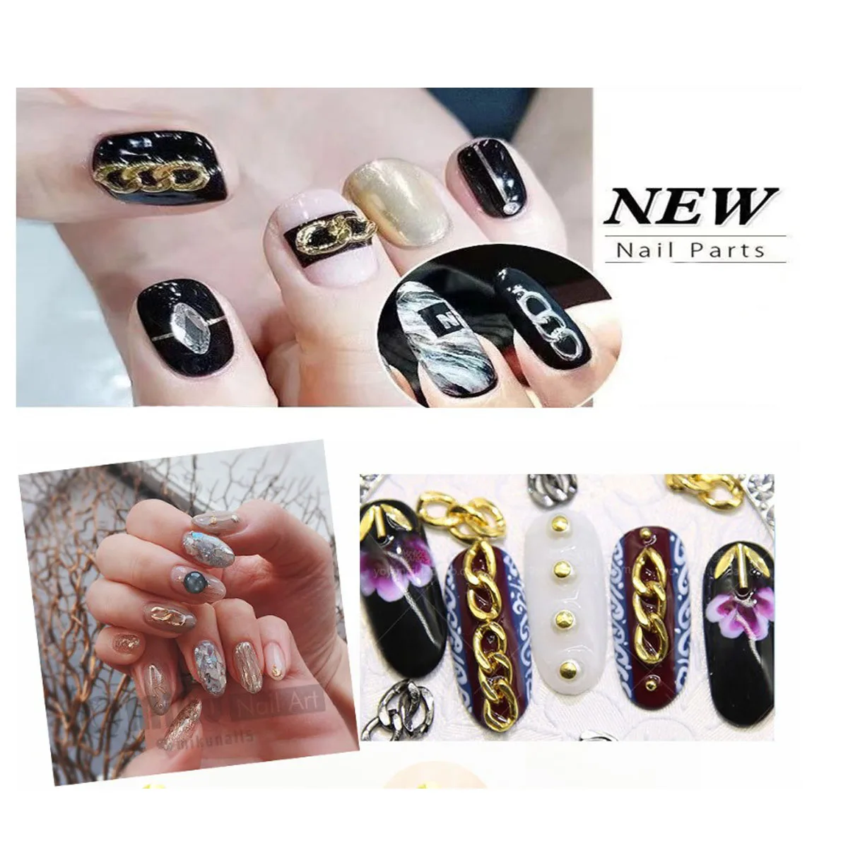 

10pcs/Nail Art Chain Ornaments 2- 3 Buckle Ring Zipper Nail Art Decoration 3D Nail Art Decoration Nail Accessories