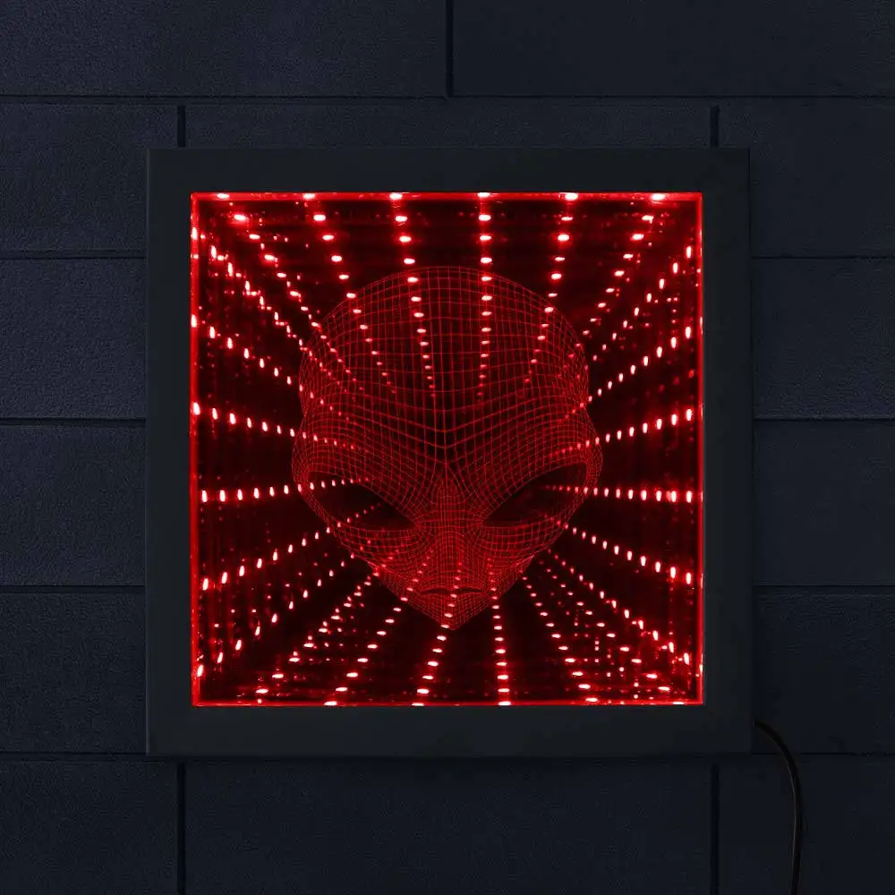 3D Pop-eyed Alien светодиодный Vortex Tunnel Infinity Mirror потрясающее оптическое зеркало с
