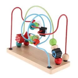 Обучающая красочная деревянная головоломка с бусинами проволочный ролик подставка деревянная игрушка для малышей Детские