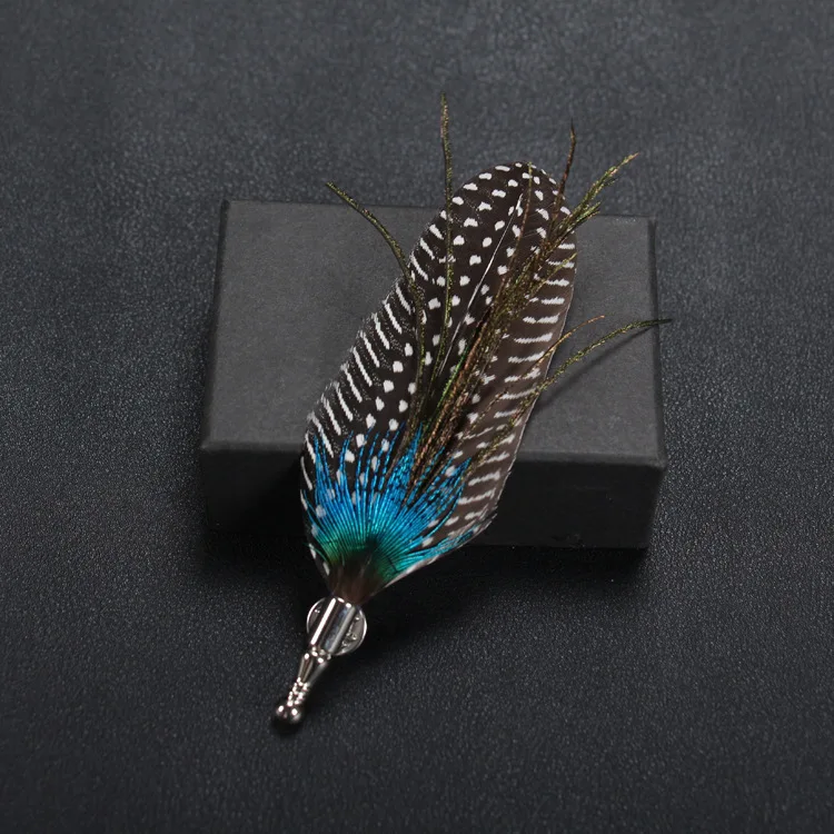 

Flower Lapel Pins Gifts For Men Suits Host Wedding Black Feather Man Brooch Suit Christmas Party Gift Brooches Broche Bridegroom
