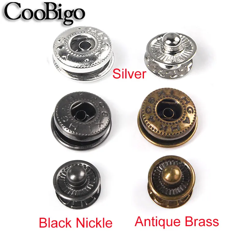

100pcs 15mm Snap Buttons Metal Press Studs Snap Fasteners for Sewing Leathercraft Clothes Bags Shoes Bracelet Belt