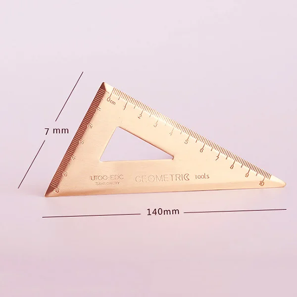 Толщина 0,08 дюймов супер прочный латунный набор квадратный треугольник-линейка Канцтовары математическая Геометрия лучший подарок для студентов и детей