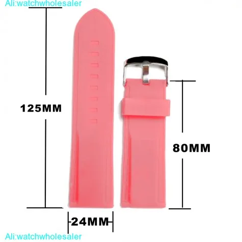 24mm Charming Pink Silicone Jelly Rubber Ladies Watch Band Straps WB1054O24JB