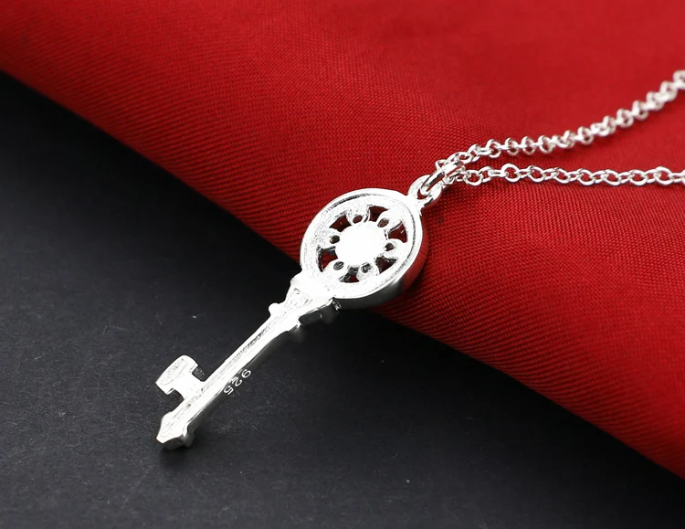 Минимализм 925 Серебряное ожерелье женский ключ кулон дизайн Твердый Серебряный ключицы цепь 46 см размер женские серебряные ювелирные изделия