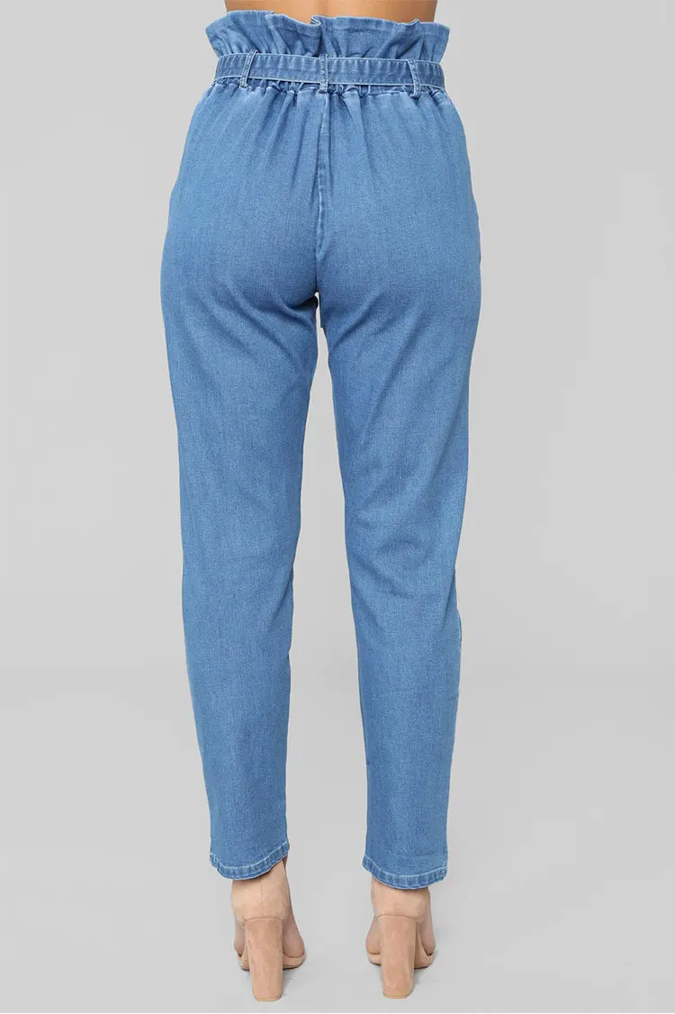 European station women's clothing Europe and the United States wind autumn and winter new high-waist lace-up jeans women (6)
