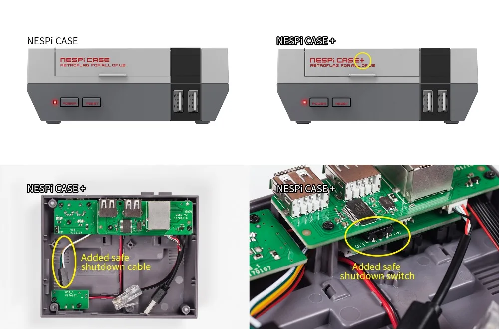 Retroflag NESPi чехол+ Raspberry Pi 3 Чехол Коробка игровая консоль Вентилятор охлаждения радиаторы 5V3A источник питания для RPI Модель B Plus