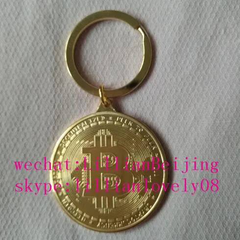 

Golden color bitcoin key chain bitcoin medal gift of btc miner asic mining machine