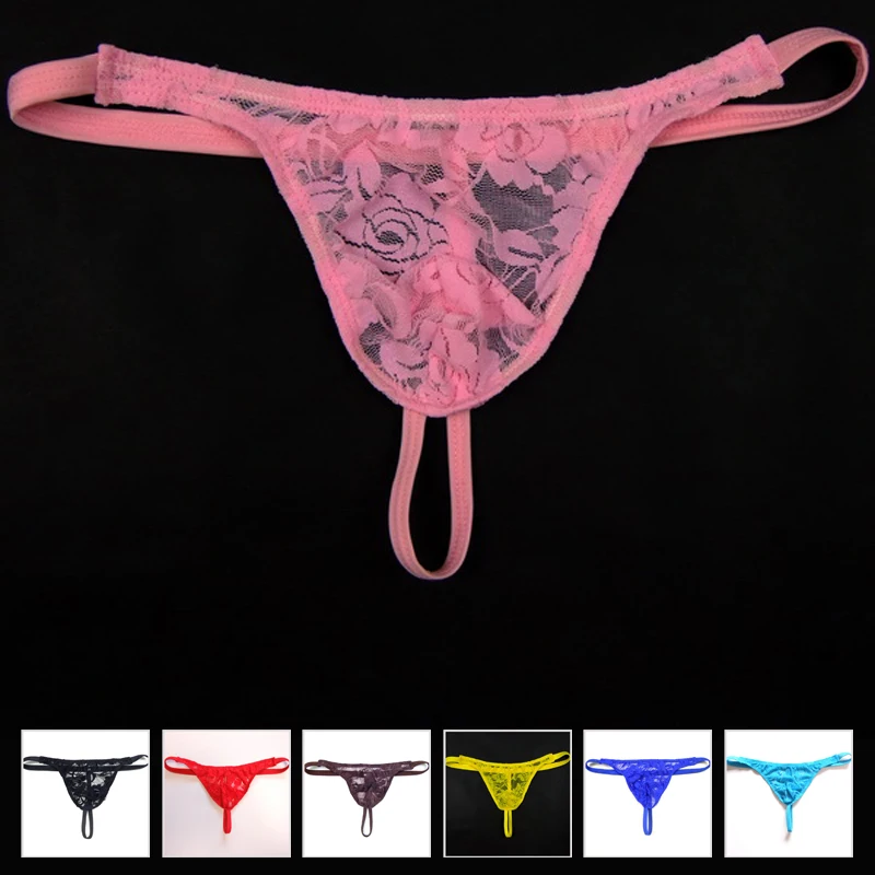 YiZYiF Mens Jacquard Lace See-Through Sissy Pouch Underwear
