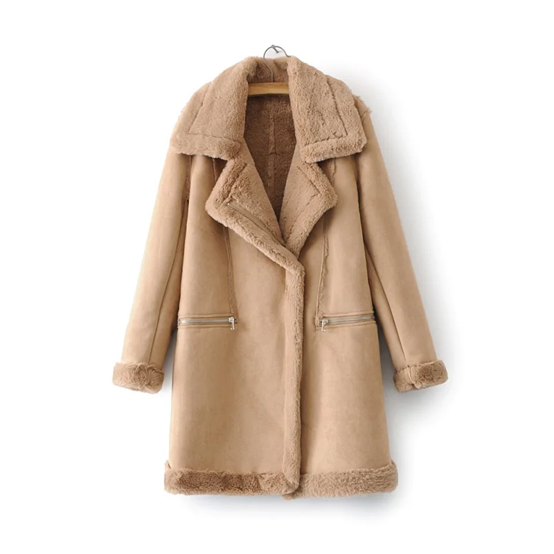 KENNTRICE замшевое пальто из овечьей шерсти, Женская Осенняя зимняя замшевая кожаная куртка, женское длинное пальто, ветровка, теплая куртка